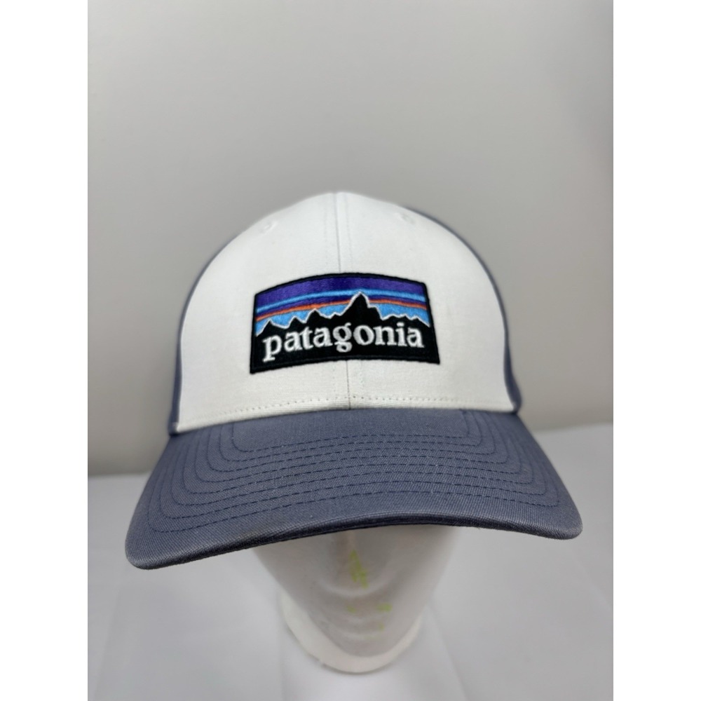 Patagonia Patch Logo Adjustable Faded Blue/White Hat Baseball Cap Y2K Outdoors